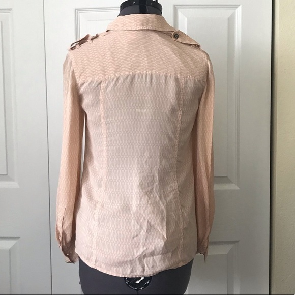 Tory Burch Ferguson 100% Silk Pink & Cream Patterned Blouse Top • Size 2 🔴 - Picture 4 of 5